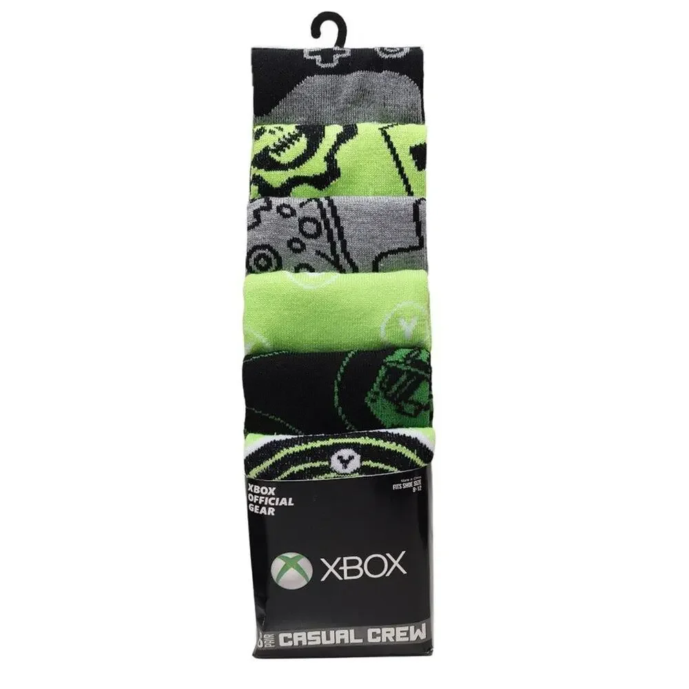 Xbox Casual Crew Socks-6 Pairs